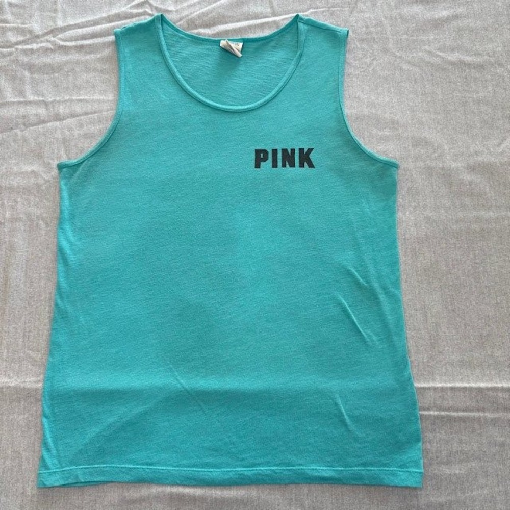 Victoria's Secret PINK Tank Top Teal Palm Tree Sleeveless